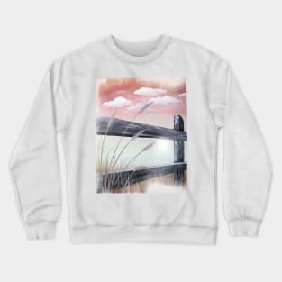 Wheatgrass and Old Wooden Fence Crewneck Sweatshirt